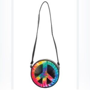 NEW Rainbow Tie-dye Pride Peace Sign Crossbody Bag Hippie Costume Purse